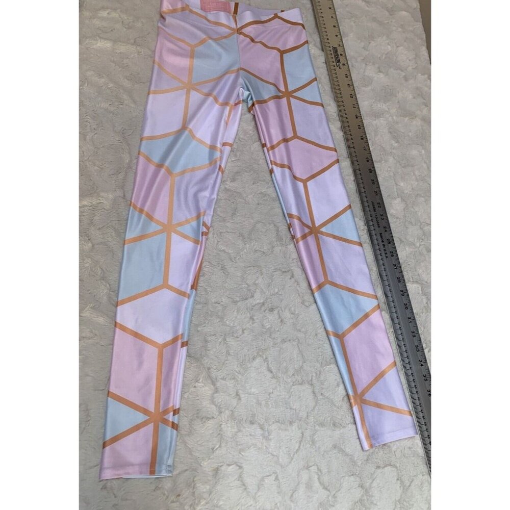 NWOT Call Me Activewear Womens Small Pink Geometric Print Yoga Leggings Pants